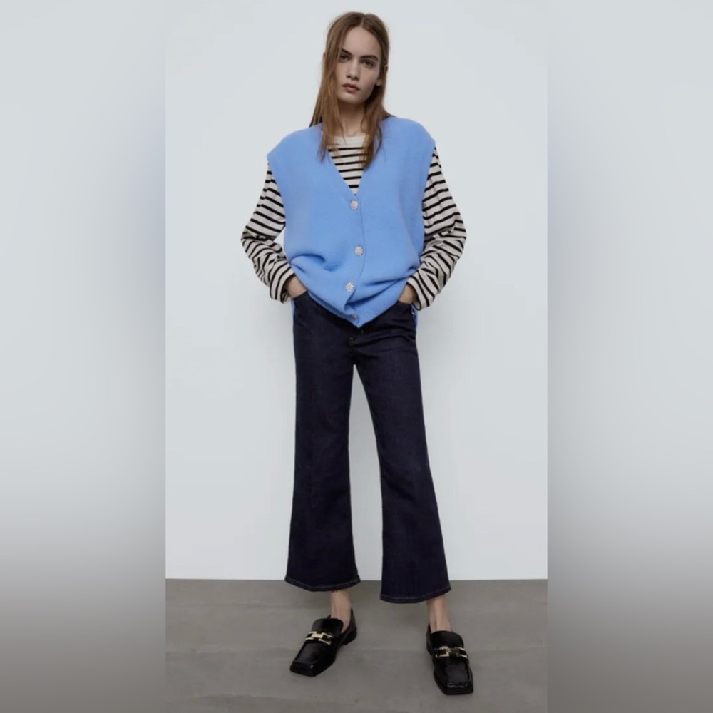 Blue V-Neck Button Sweater Vest